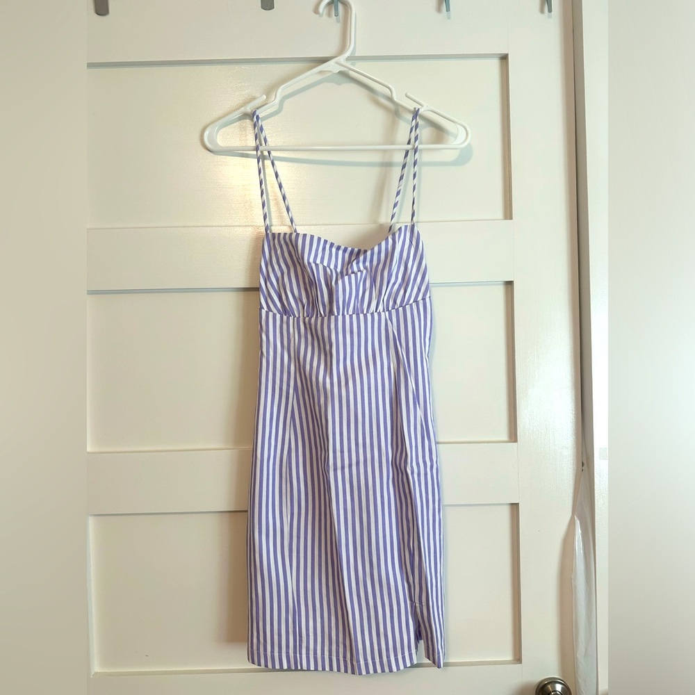 Princess Polly Purple Stripe Mini Dress - size: 2